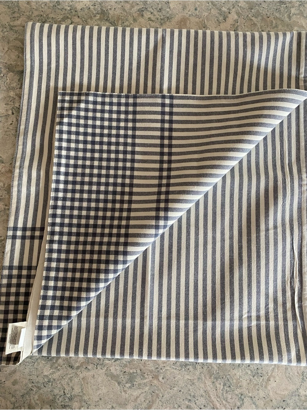 Hearth & Hand Navy-Cream Striped Cotton Table Runner 19x88”